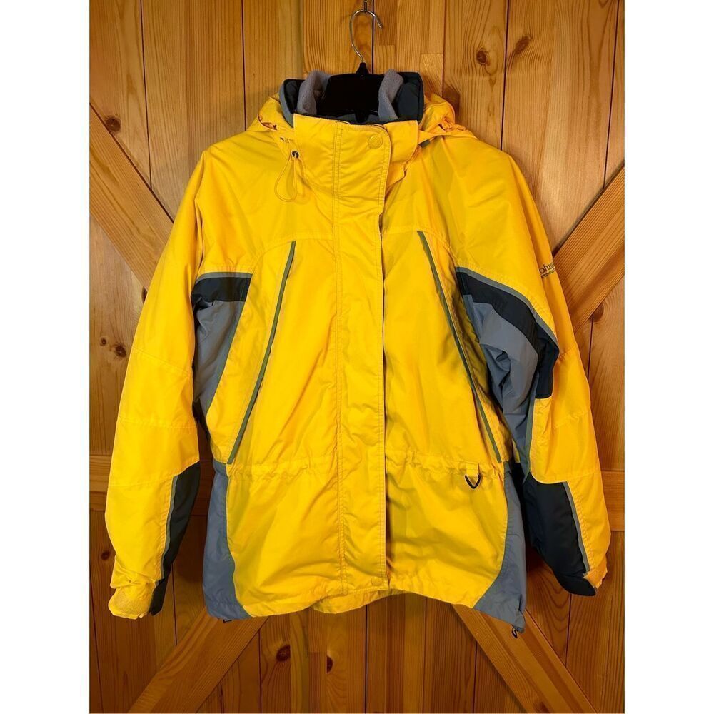 Columbia Fire Ridge Yellow Removable Hood Midweight Vintage Ski Jacket medium (4